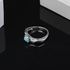 Larimar Molten Band Solitaire Ring in 925 Sterling Silver
