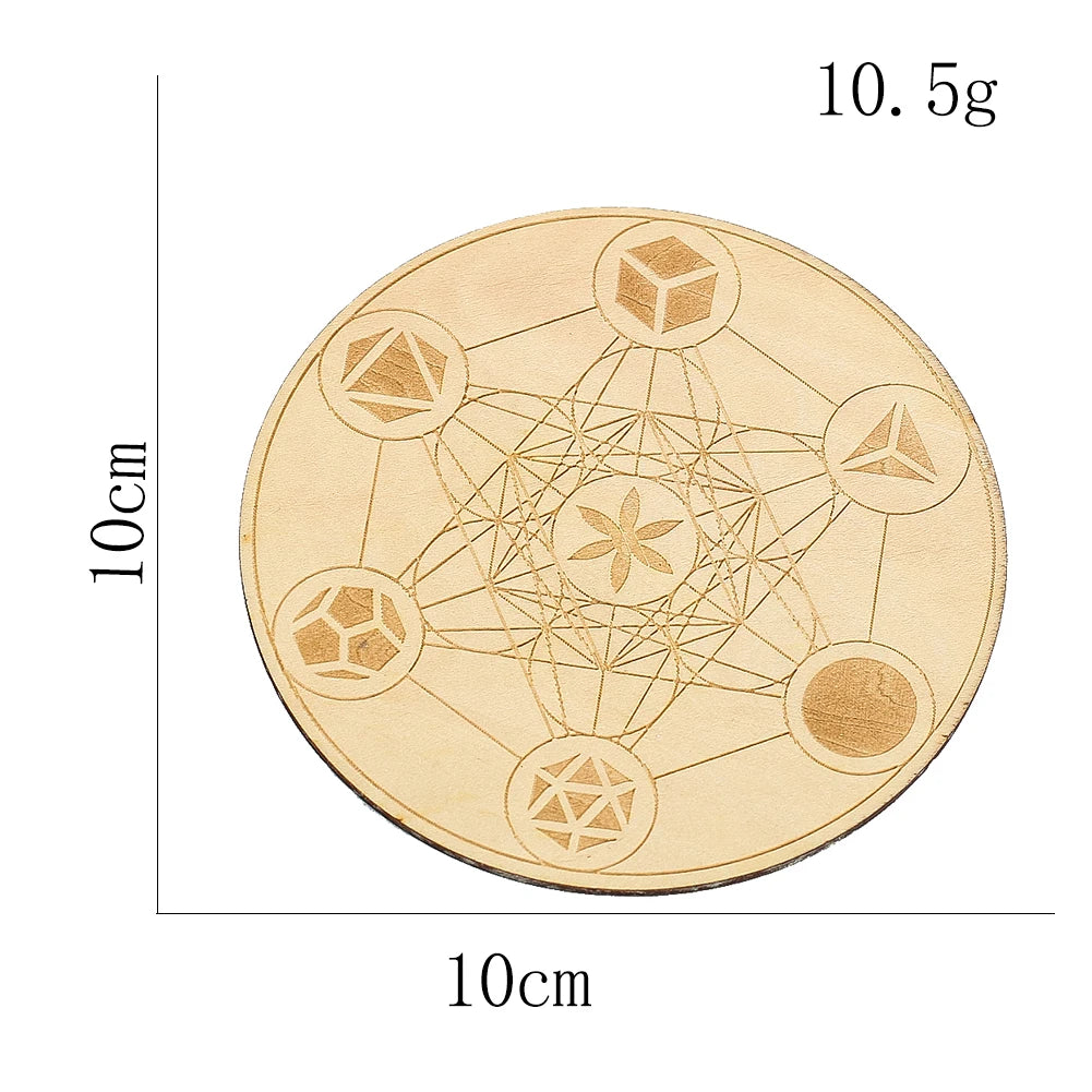 Metatron's Cube Crystal Grid Board | Sacred Geometry Wood Altar Plate