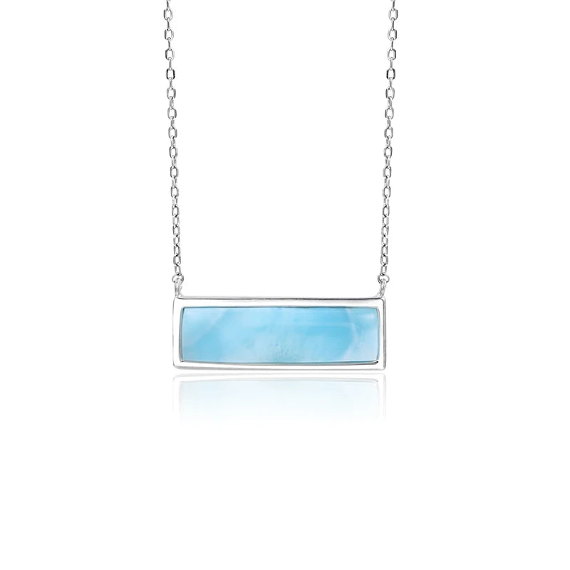 Larimar Bar Pendant Necklace, Minimalist