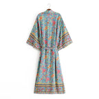 Peacock Floral Kimono Maxi Robe