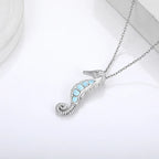 Larimar Seahorse Pendant Necklace in 925 Sterling Silver