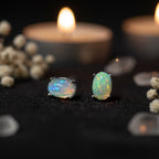 Natural Opal Stud Earrings – Lucky Hope & Gentle Rainbow Light