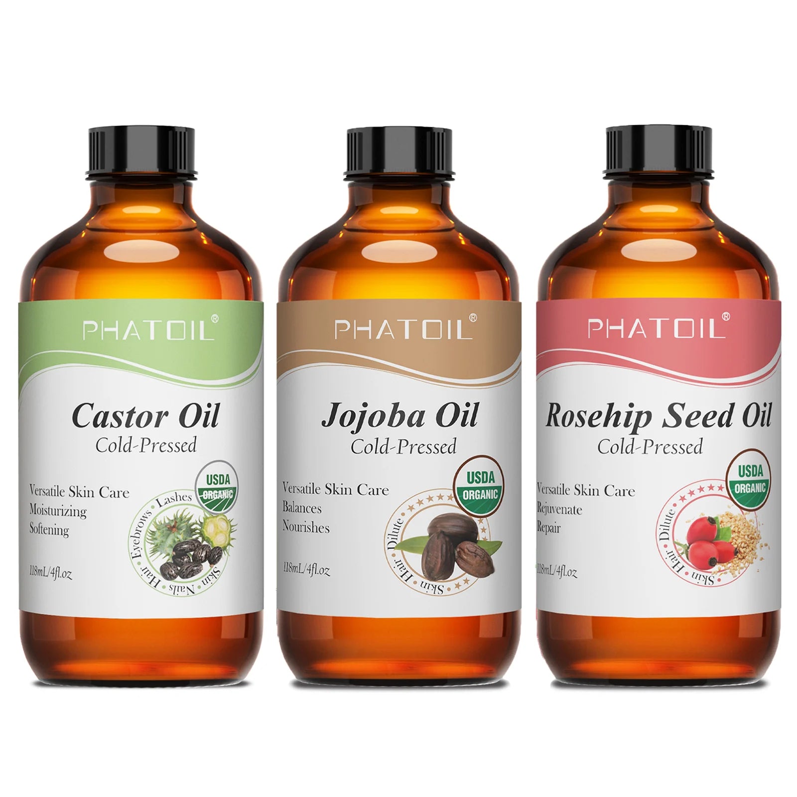 Organic Carrier Oils | Castor, Argan, Jojoba & Rosehip for Hair, Skin & Body