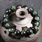 Rainbow Eye Obsidian Bracelet — Natural Crystal Bead Bracelet (6–18mm)