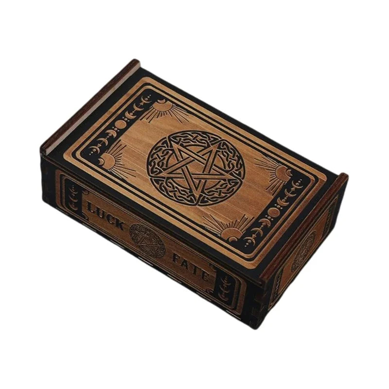 Wooden Tarot Card Storage Box | Engraved Sliding Lid | Choose Your Design