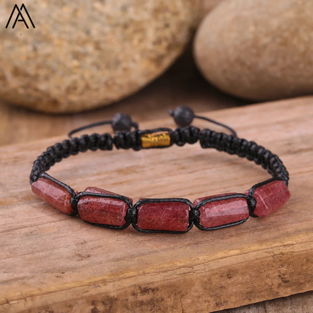 Natural Gemstone Knotted Woven Bracelet – Handmade Healing Crystal Jewelry