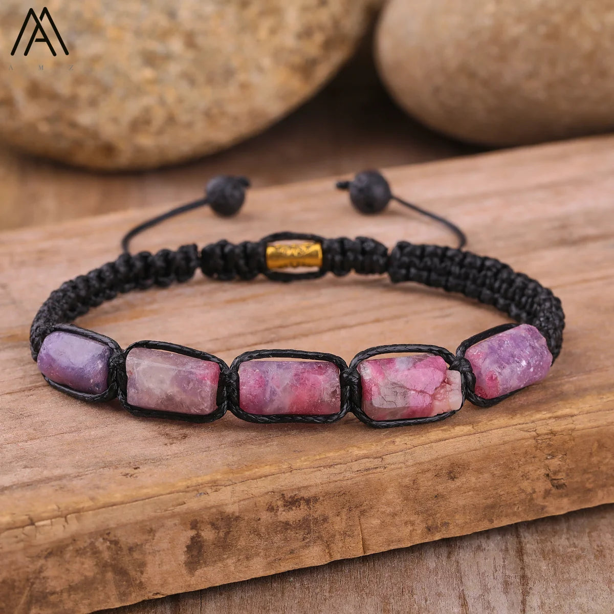 Natural Gemstone Knotted Woven Bracelet – Handmade Healing Crystal Jewelry