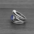 Lapis Lazuli Vintage Oval Ring | Antique Silver | Natural Gemstone