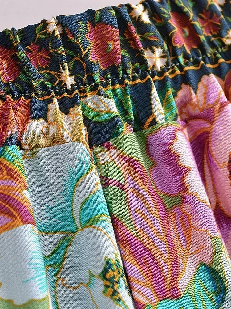 Peacock Floral Wide Leg Pants