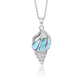 Larimar Spiral Shell Pendant Necklace, 925 Sterling Silver