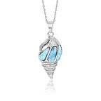 Larimar Conch Shell Pendant Necklace in 925 Sterling Silver