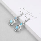 Larimar Filigree Medallion Drop Earrings, 925 Sterling Silver