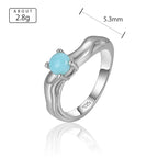 Larimar Molten Band Solitaire Ring in 925 Sterling Silver