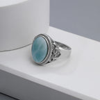 Larimar Oval Cocktail Ring, Zircon Accents