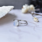 Oval Moonstone Ring – Platinum-Plated Open Band, Adjustable