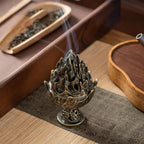 Lotus Bud Incense Burner — Hollow Alloy Cone & Stick Holder