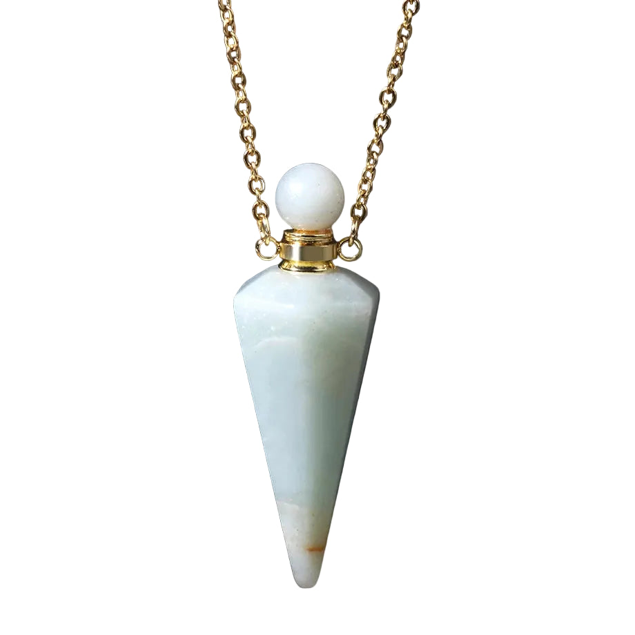Crystal Essential Oil Diffuser Necklace — Natural Gemstone Healing Pendant