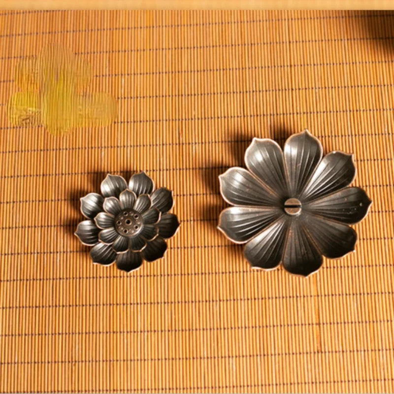 Lotus Incense Burner | 2-in-1 Bronze Metal Holder for Sticks & Cones