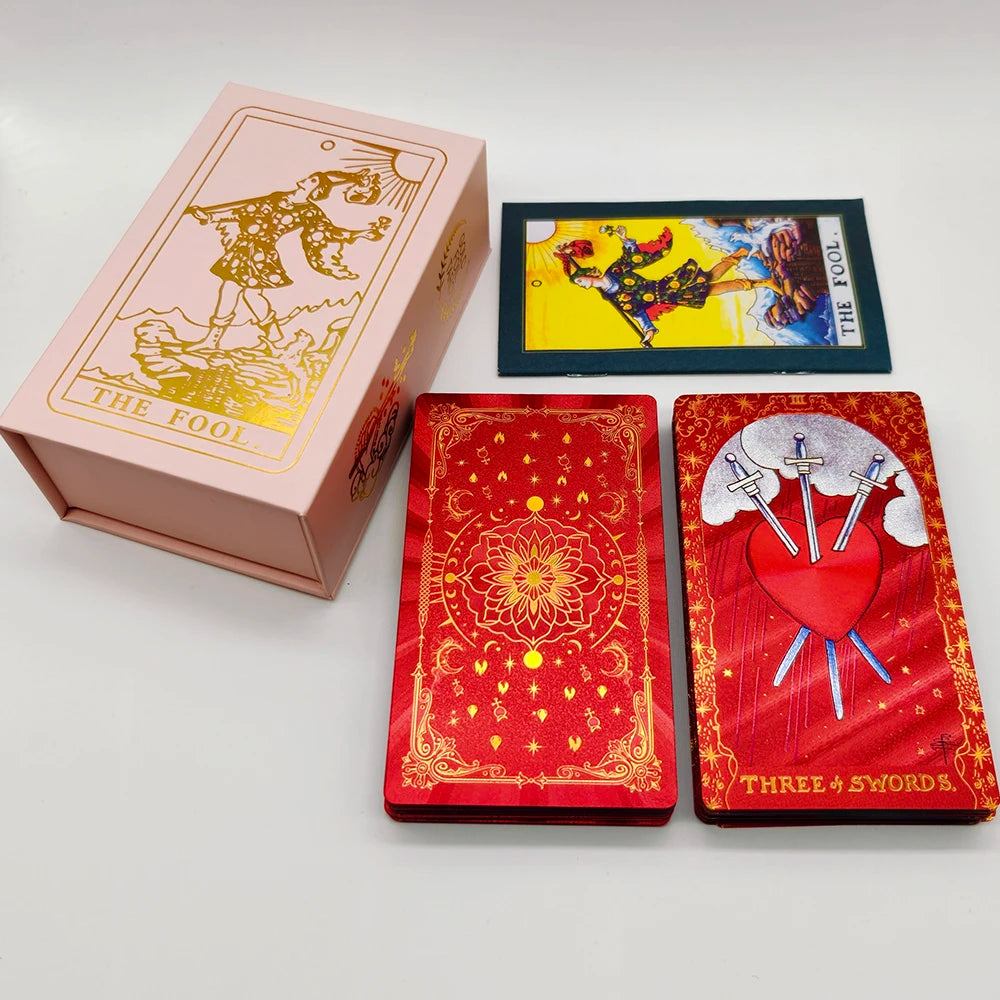 Gold Foil Rider-Waite Tarot Deck – 80-Card Luxury Edition with Gift Box