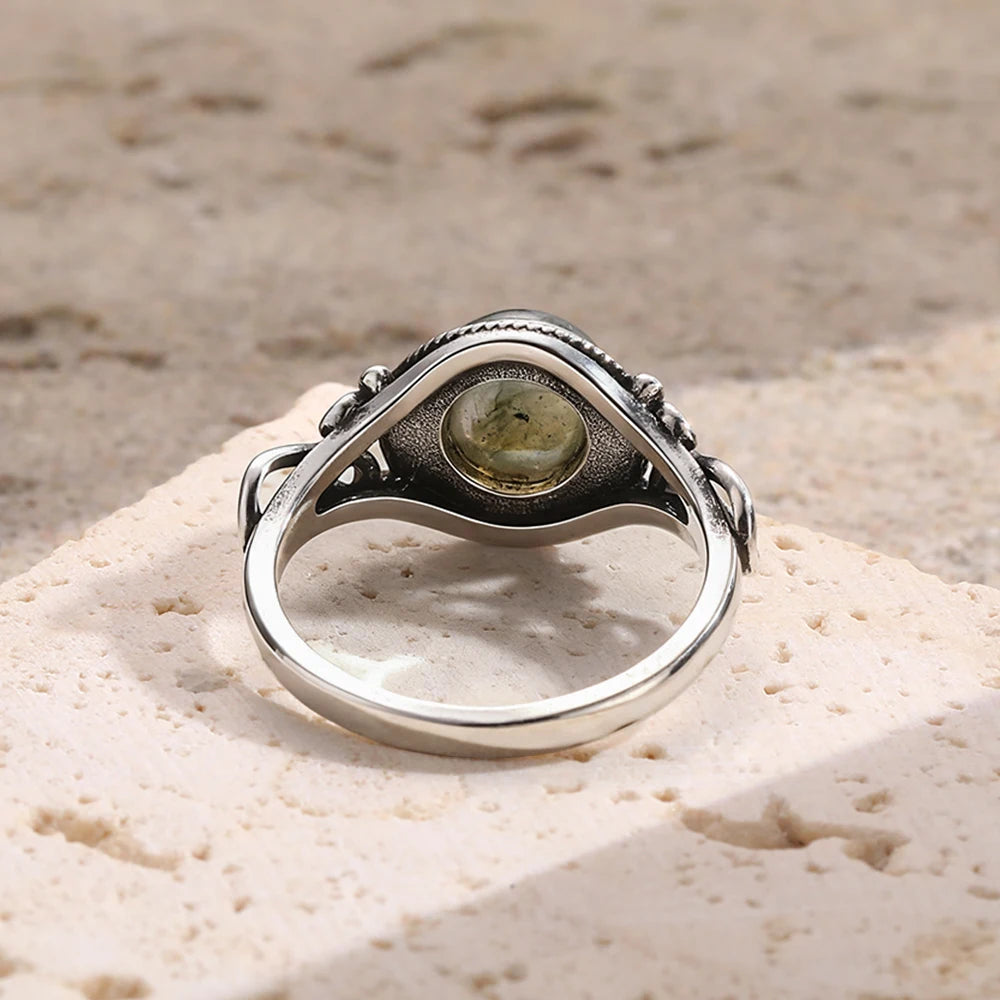 Natural Labradorite Ring — 925 Sterling Silver