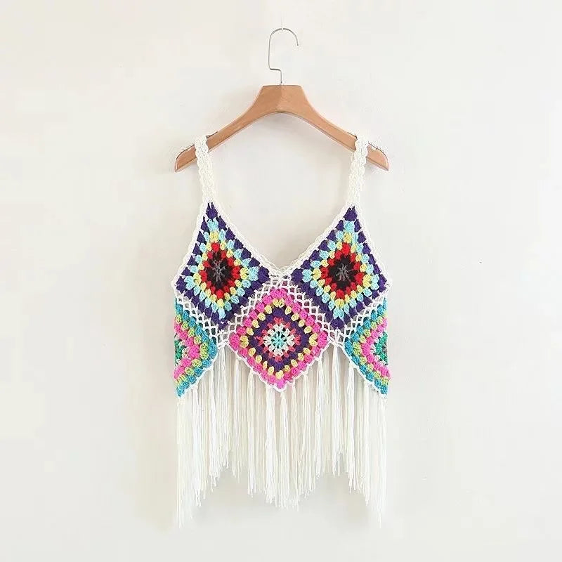 Boho Crochet Fringe Crop Top