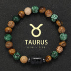 Zodiac Sign Natural Stone Bracelet | 12 Signs | Tiger Eye & Gemstone Beads