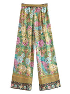 Peacock Floral Wide Leg Pants