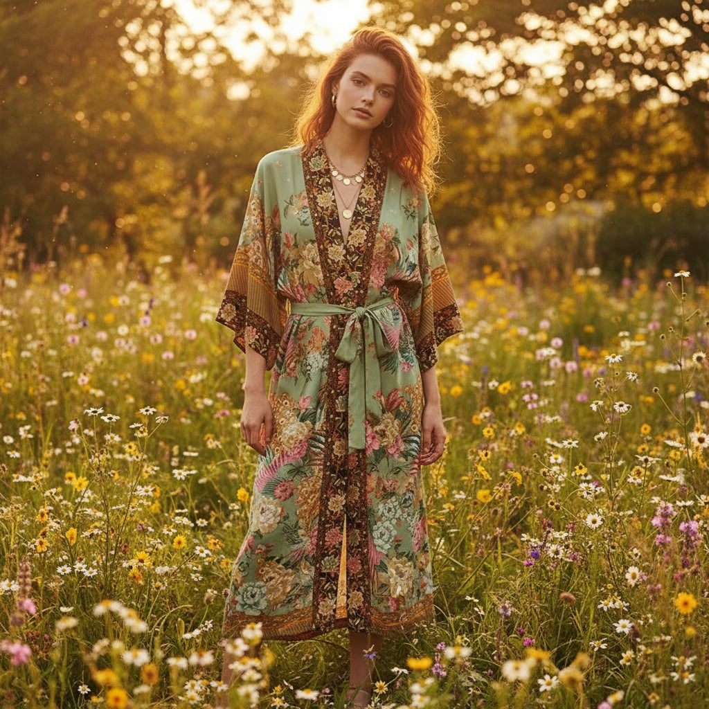 Peacock Floral Kimono