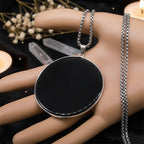 Black Obsidian Circle Pendant Necklace | Silver or Gold Chain