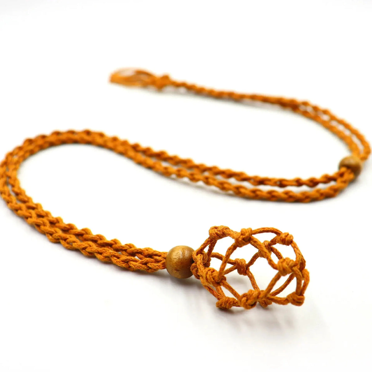 Macramé Mesh Pocket Crystal Necklace Cord | Adjustable Braided Pendant Holder