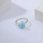 Larimar Three Stone Cluster Ring in 925 Sterling Silver