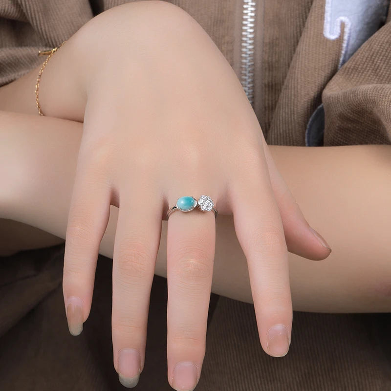 Larimar Toi et Moi Ring, 925 Sterling Silver