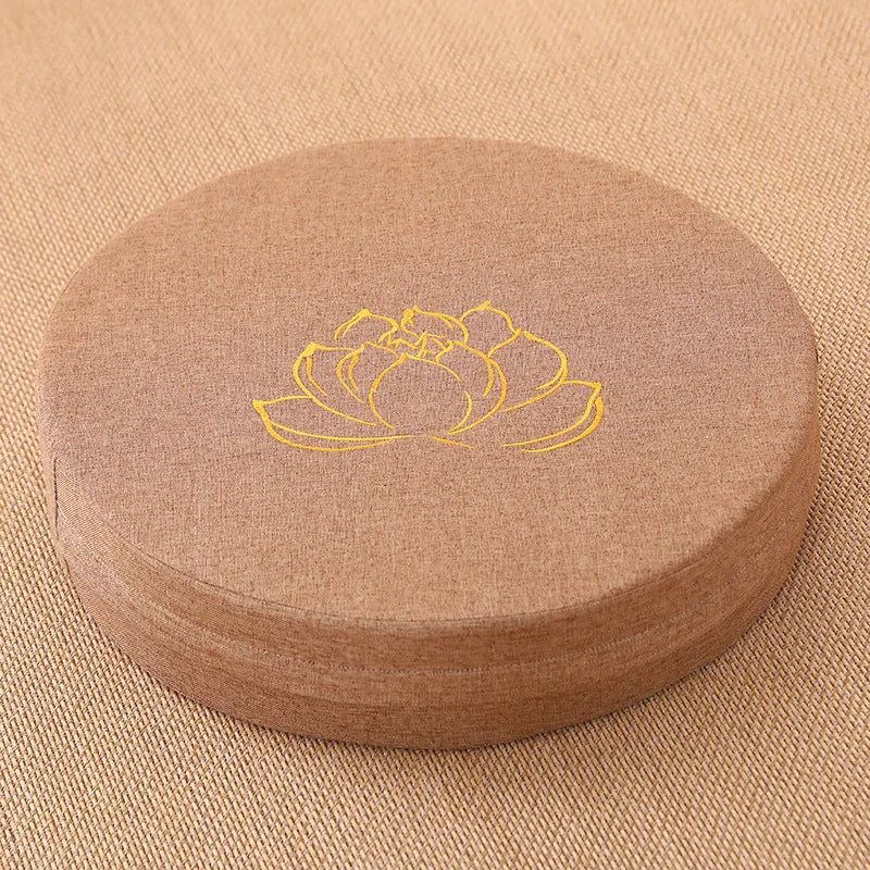 Round Lotus Meditation Zafu Cushion | Linen Floor Pillow for Yoga & Ritual