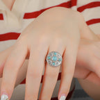 Larimar Vintage Medallion Ring in 925 Sterling Silver