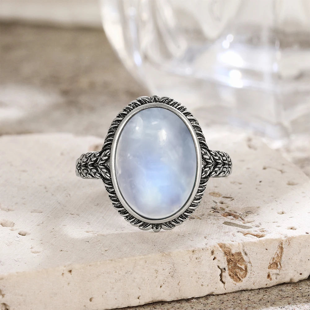 Moonstone 925 Silver Ring | Natural Gemstone Ring
