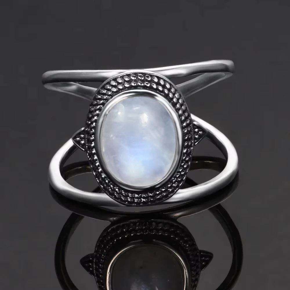 Moonstone 925 Silver Ring | Natural Gemstone Ring