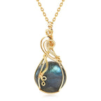 Wire-Wrapped Gemstone Pendant Necklace | Labradorite, Moonstone & Sunstone