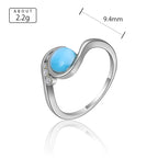 Larimar Wave Ring, Open Silver Band