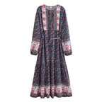 Boho Floral Maxi Dress with Long Sleeves