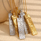 Zodiac Bar Pendant Necklace — 18K Gold & Silver Rectangle Star Sign