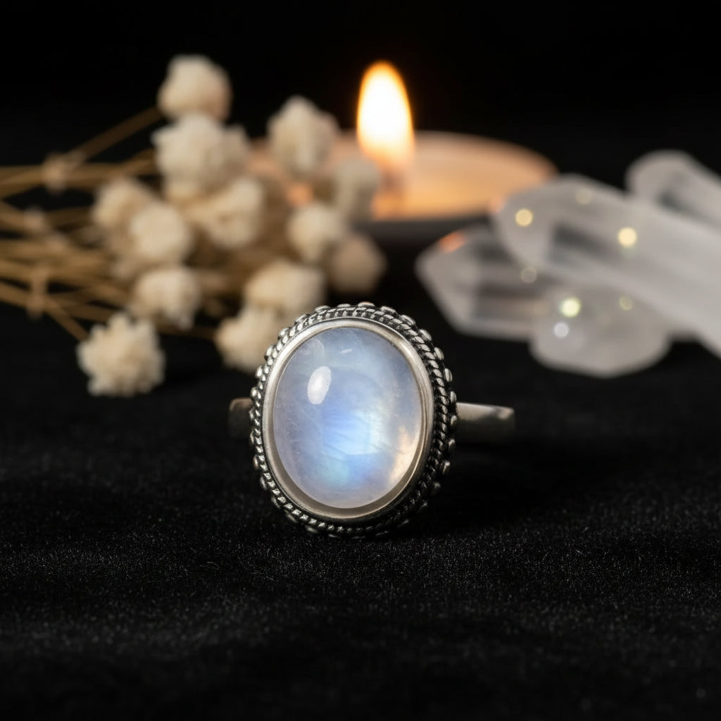 Moonstone 925 Silver Ring | Natural Gemstone Ring