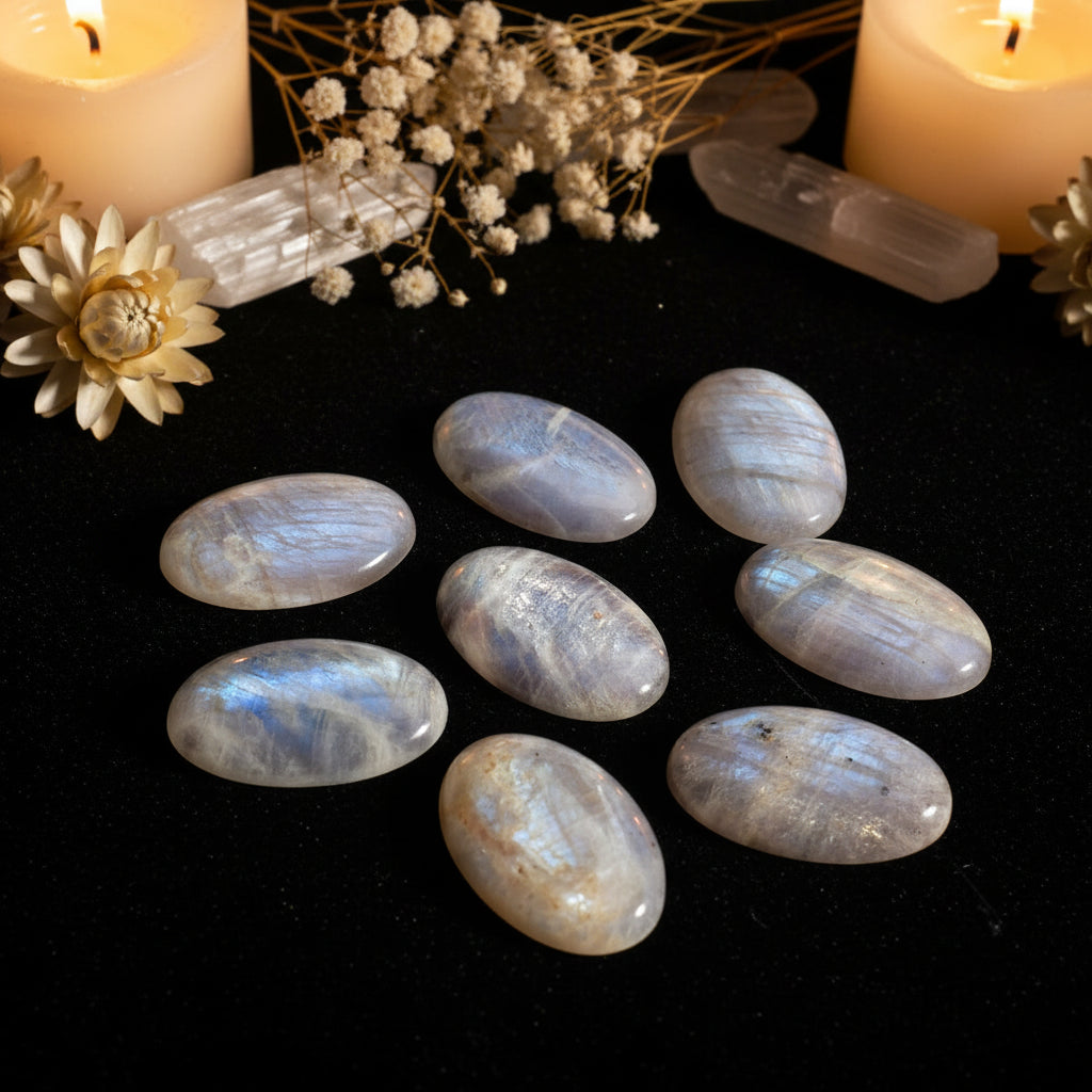 Moonstone Palm Stone | Natural Crystal for Healing & Meditation