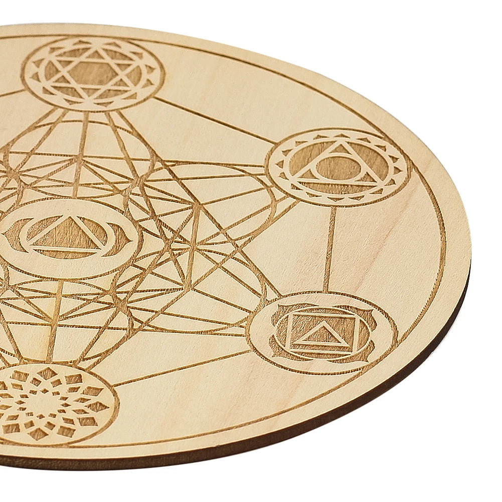 Metatron's Cube Crystal Grid Board | Sacred Geometry Wood Altar Plate