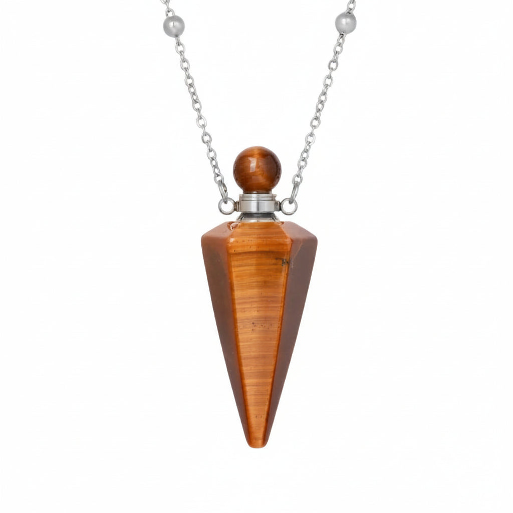 Crystal Essential Oil Diffuser Necklace — Natural Gemstone Healing Pendant