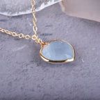 Aquamarine Heart Pendant Necklace | Natural Gemstone