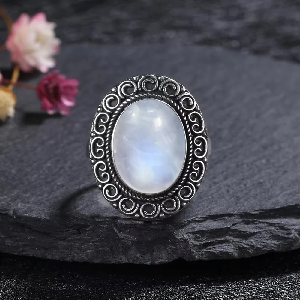Moonstone 925 Silver Ring | Natural Gemstone Ring