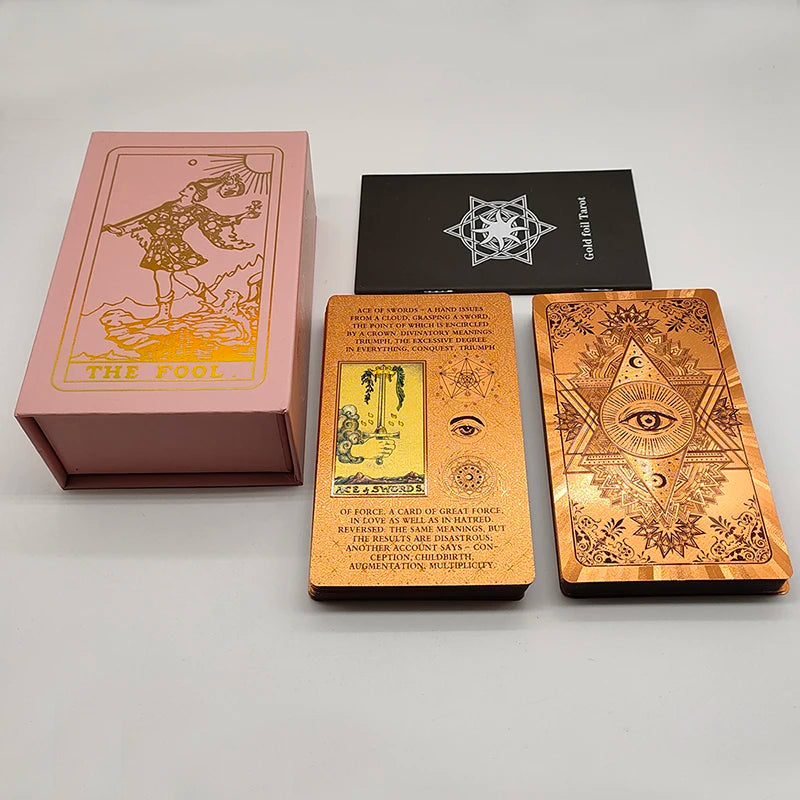 Gold Foil Rider-Waite Tarot Deck – 80-Card Luxury Edition with Gift Box