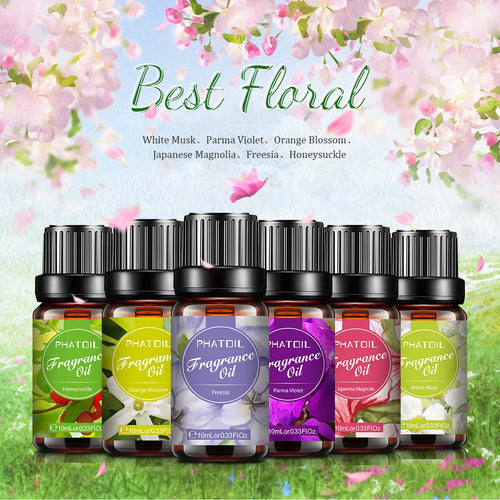 Best Floral Fragrance Oil Set | 6-Pack 10ml for Diffusers, Candles & DIY