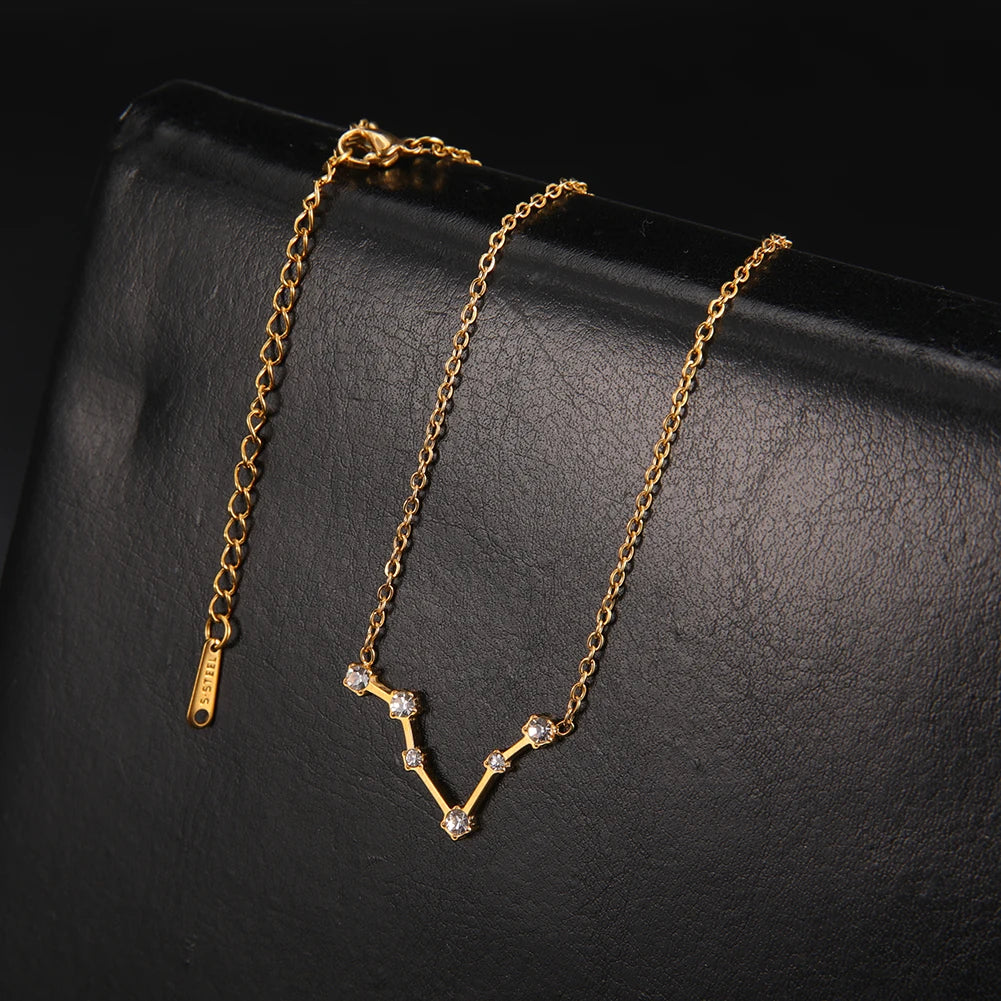 Zodiac Constellation Necklace — Silver & Gold Star Sign Pendant
