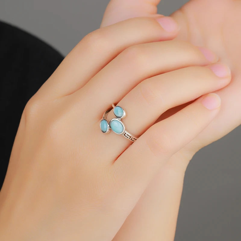 Larimar Trio 925 Sterling Silver Ring